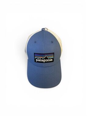 Patagonia blue cap with white mesh